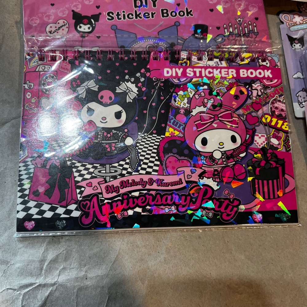 Sanrio Kuromi My Melody Stationery Bundle Sticker Books Notebooks Charger New - Picture 2 of 13